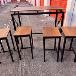 Coaster Bar and Game Room Santana 5-piece Pub Height Bar Table Set Weathered Chestnut 182002