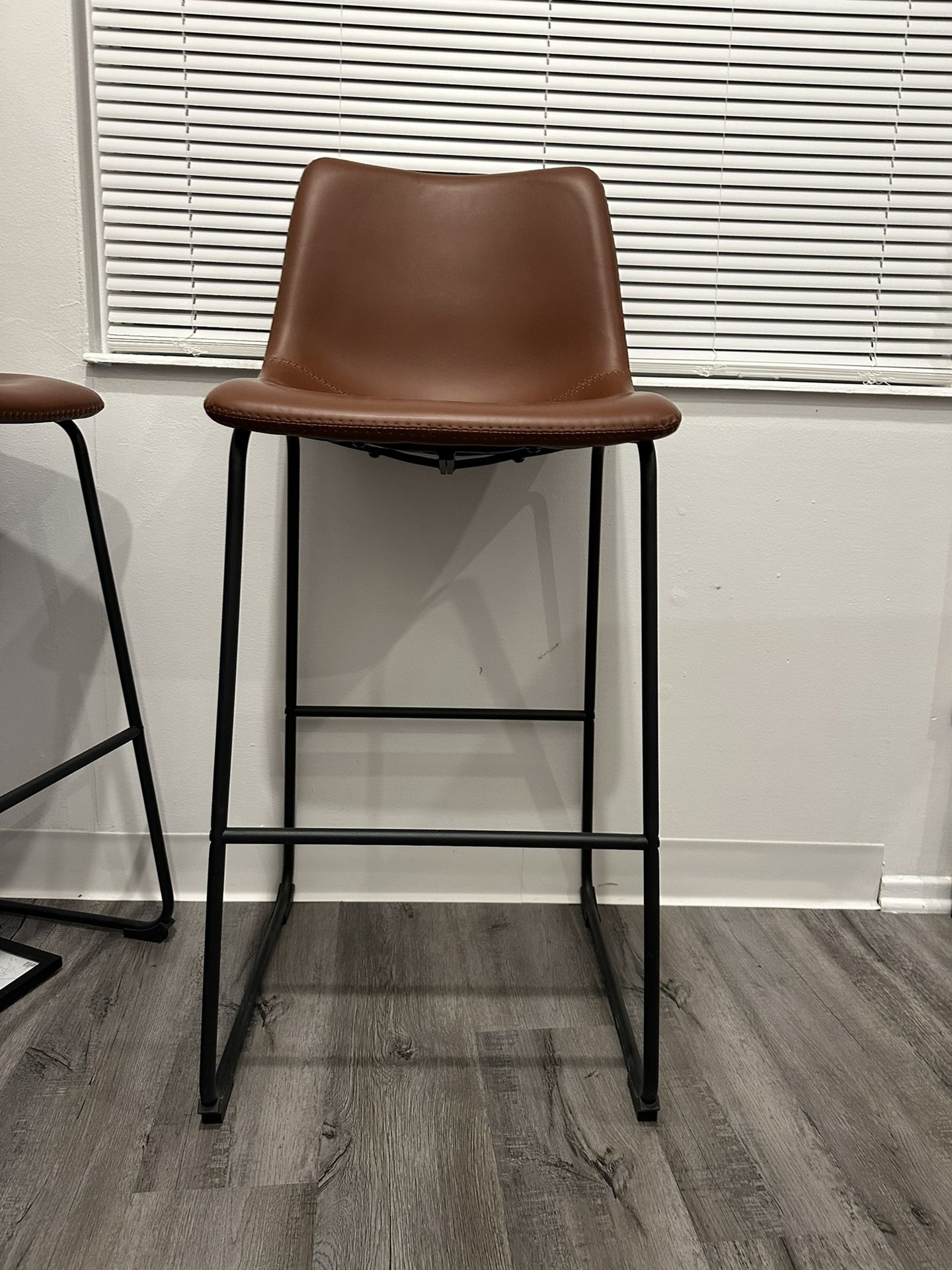 Cognac Bar Stools, Set Of 2