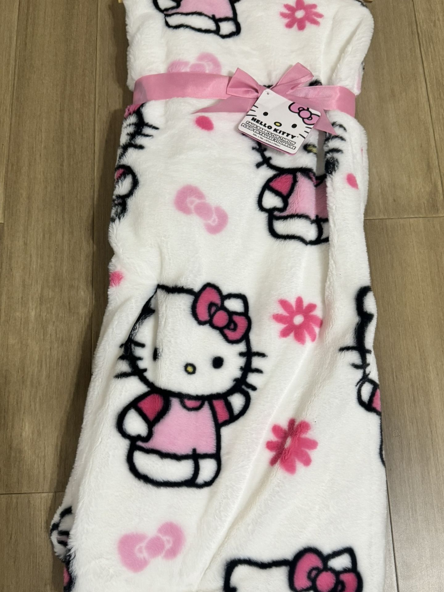 Hello Kitty Faux Rabbit Fur Blanket