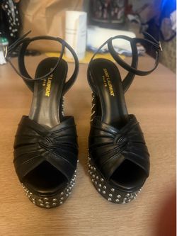 Saint Laurent Paris black leather studded platform