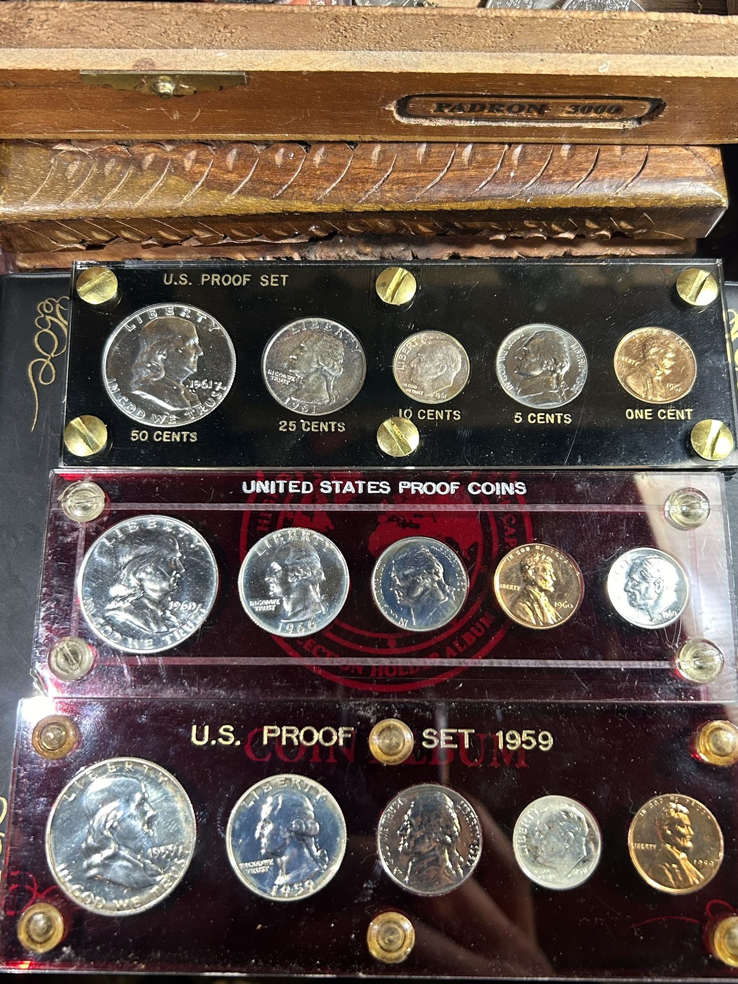 1(contact info removed) and 1960 proof Sets black and red casings
