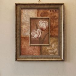 Gold trim painting lily flowers