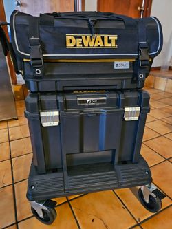 Dewalt TSTAK Stacked Stackable Rolling On Wheels Mobile Tool Box Toolbox Cart Chest Tote Bag