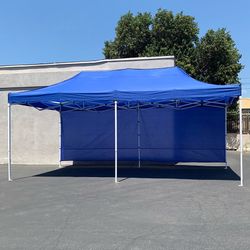 (NEW) $205 Heavy-Duty Canopy 10x20 ft with (2 Sidewalls), EZ Popup Shade Outdoor Gazebo, Carry Bag