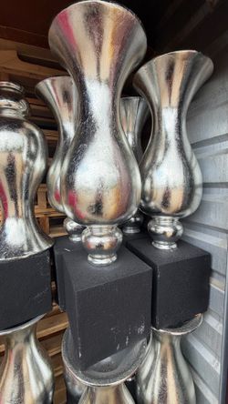 Silver tall vase