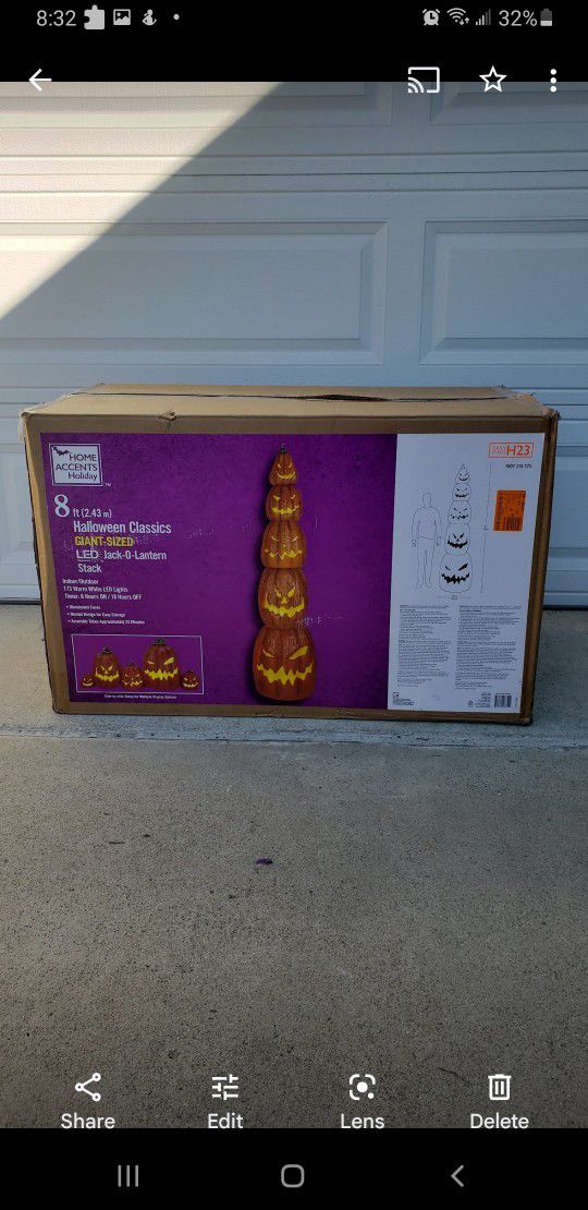 8 ft Giant-Sized LED Jack O' Lantern pumpkin Stack Brand New in Box