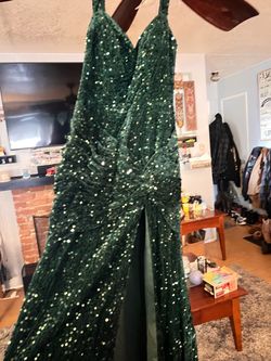 Green sequence prom homecoming quinceañera dress