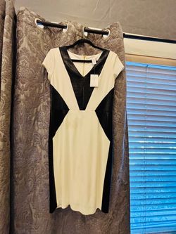 Cache Black and White Bodycon Dress