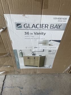 Glacier Bay Oakley 37 in. Single Sink Beige Oak Freestanding Bath Vanity with White Cultured Marble Top (Assembled)