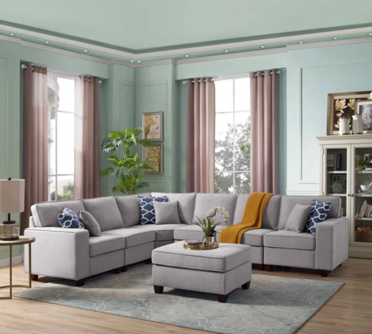 Forbestown 123.5”Wide Modular Corner Sectional with Ottoman