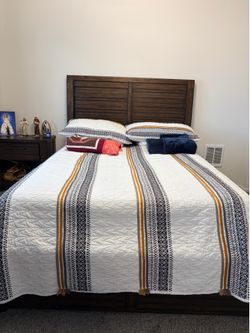 Ashley Furniture Trinell Bedroom Set (Headboard, Dresser w/ Mirror, Nightstand) + Queen Mattress