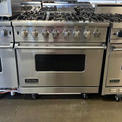 Viking 36”Wide Dual Fuel Range Stove In Stainless Steel 6Burners 