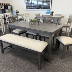 6pc Gray Table With Bench (FREE DELIVERY)