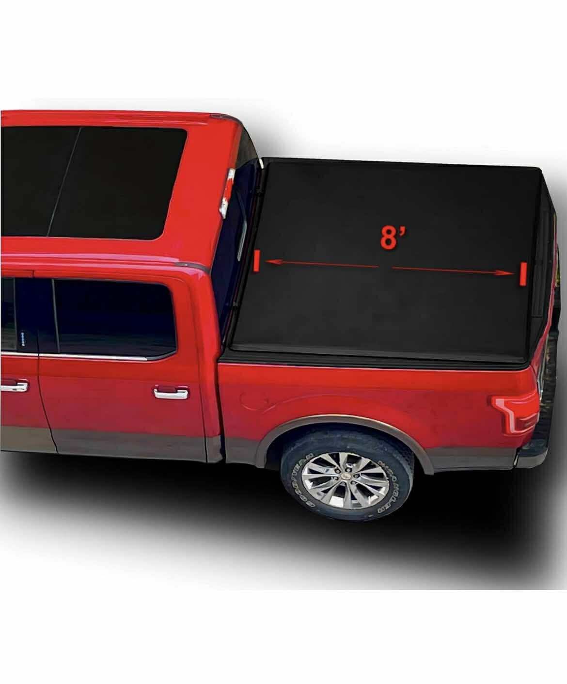 OSOBAK Soft Roll Up 8' Truck Bed Cover Compatible for 2004 2005 2006 2007 2008 2009 2010 2011 2012 2013 2014 Ford F-150 Long Vinyl Pickup Tonneau Cove