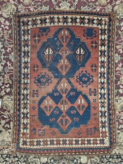 Antique wool rug, 57" x 40"