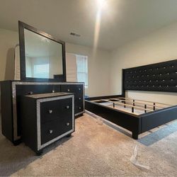 Black Diamond Tufted Upholstered King & Queen Size Headboard 