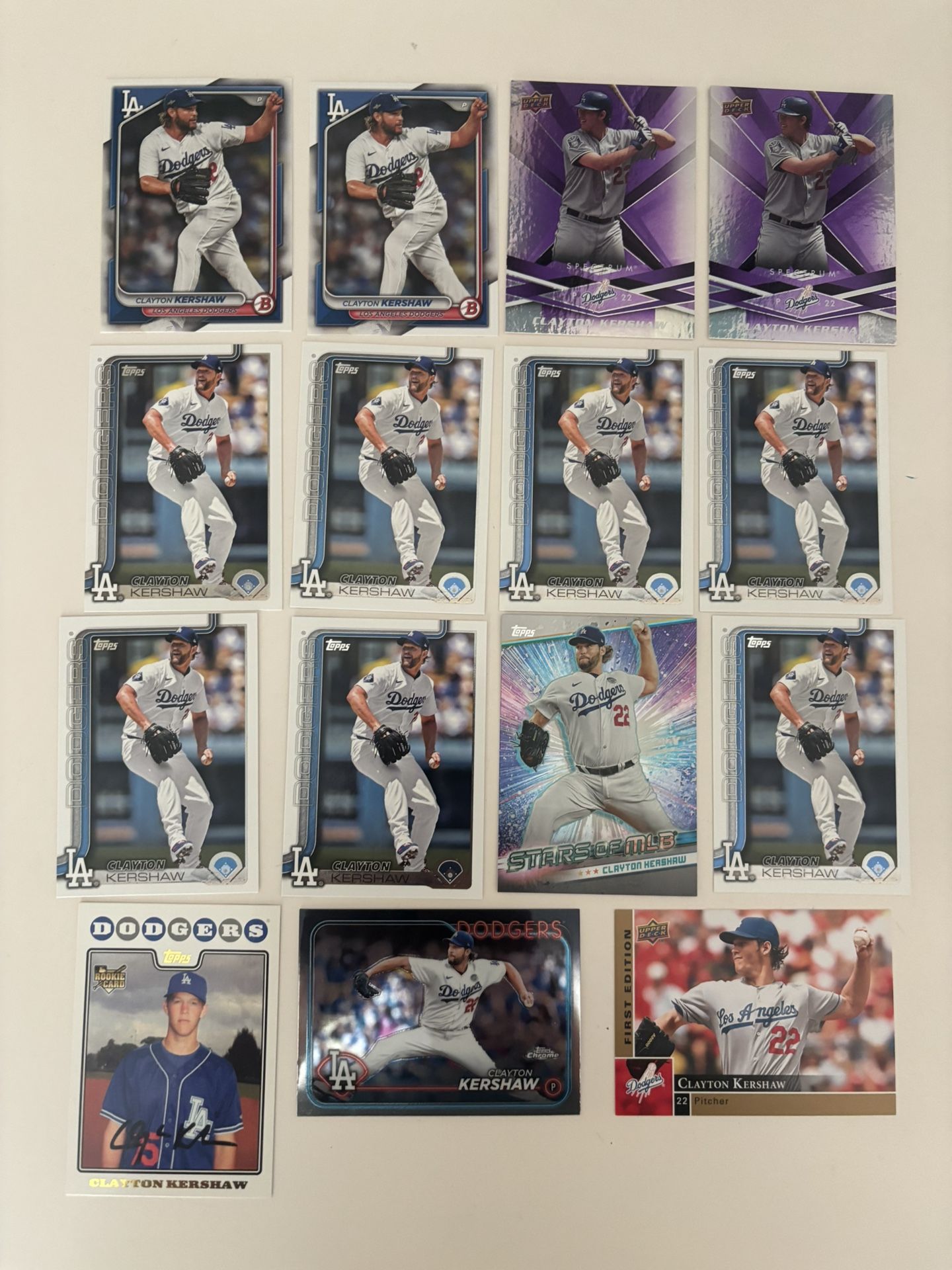 15 Clayton Kershaw Baseball Cards Los Angeles Dodgers