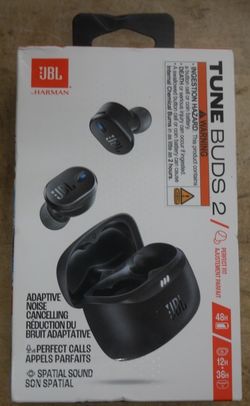 JBL JBLTBUDS2BLKAM Tune Buds 2 Noise Cancelling Earbuds, Black NEW. F(contact info removed)6.