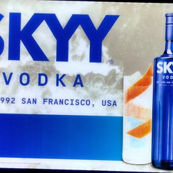 High-End Built Skyy Vodka Bright Lit Sign