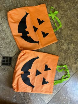 Halloween Jack-O-Lantern Trick-or-Treat Tote Bags Set of 2