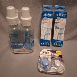 Brand New Dr. Brown Baby Bottles And Pacifiers 