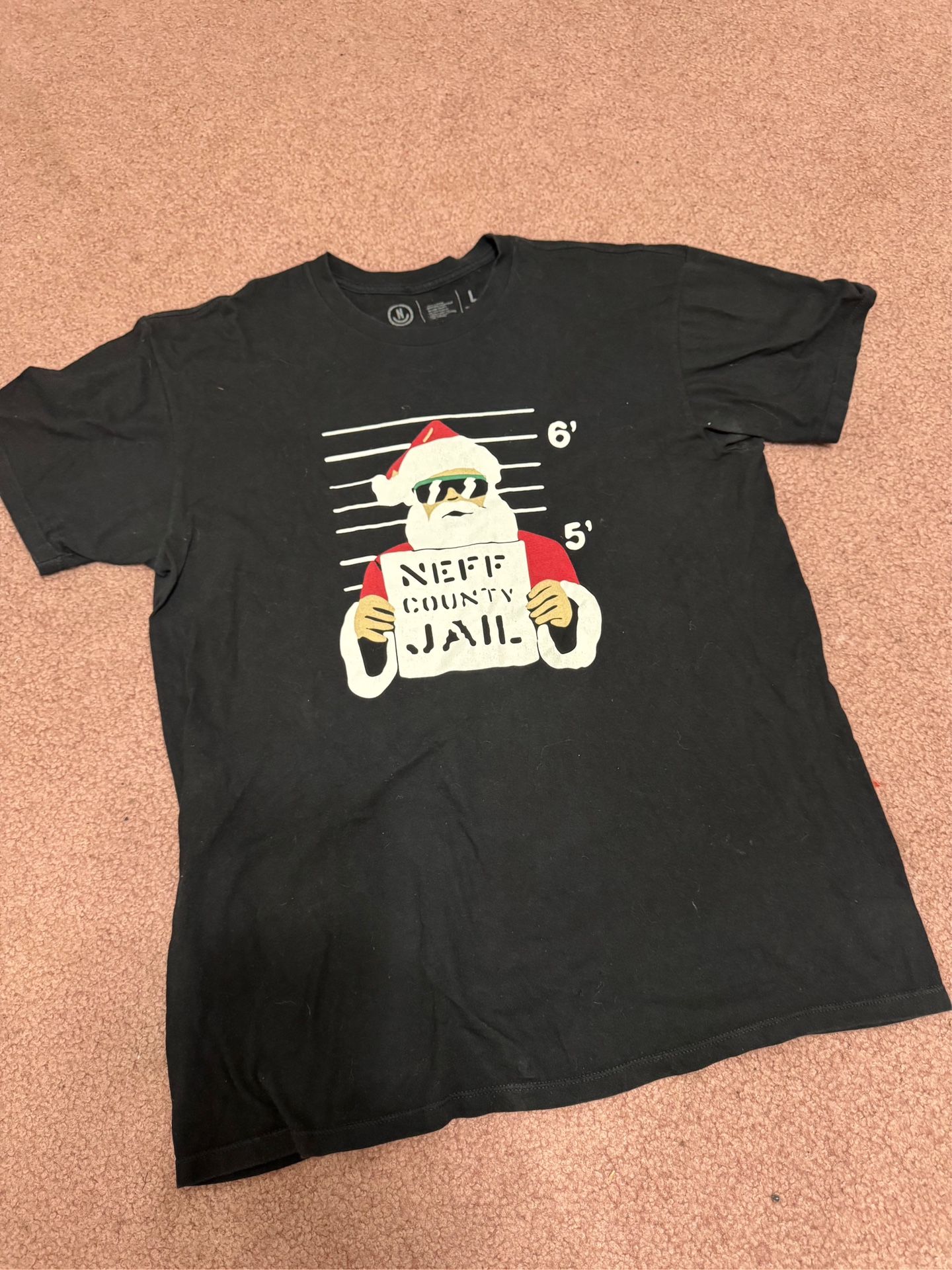 Neff large black men’s Santa Claus Christmas t shirt 