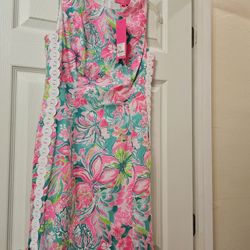 Lilly Pulitzer Mila Stretch Shift 
Hot on The Scene Pink Multicolor
Size 00