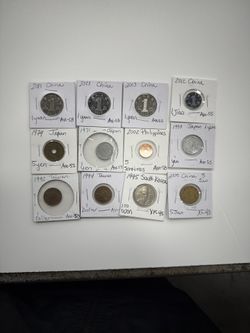 Assorted International Coin Collection, Lot Of 12 World Coins