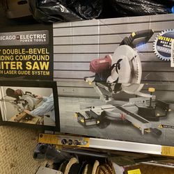 Chicago Electric Power Tool 12” Double Bevel Sliding Compound Miter Saw With Laser Guide System