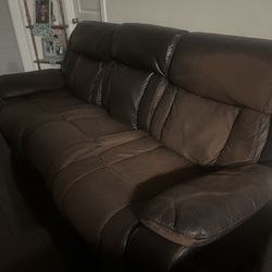 Brown/Dark Brown Reclining Couch