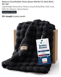 Bedsure Cloud Bubble Fleece Queen Blanket – Black