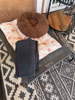 Dog pillow beds, blankets, small and large pillow ,rise metal mesh bed