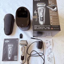 Braun Electric Shaver Series 9 Genuine Cleaning/Charging Station; Charging Cord; Travel Case; never used special Cleaning Brush; Manual; Original Pack