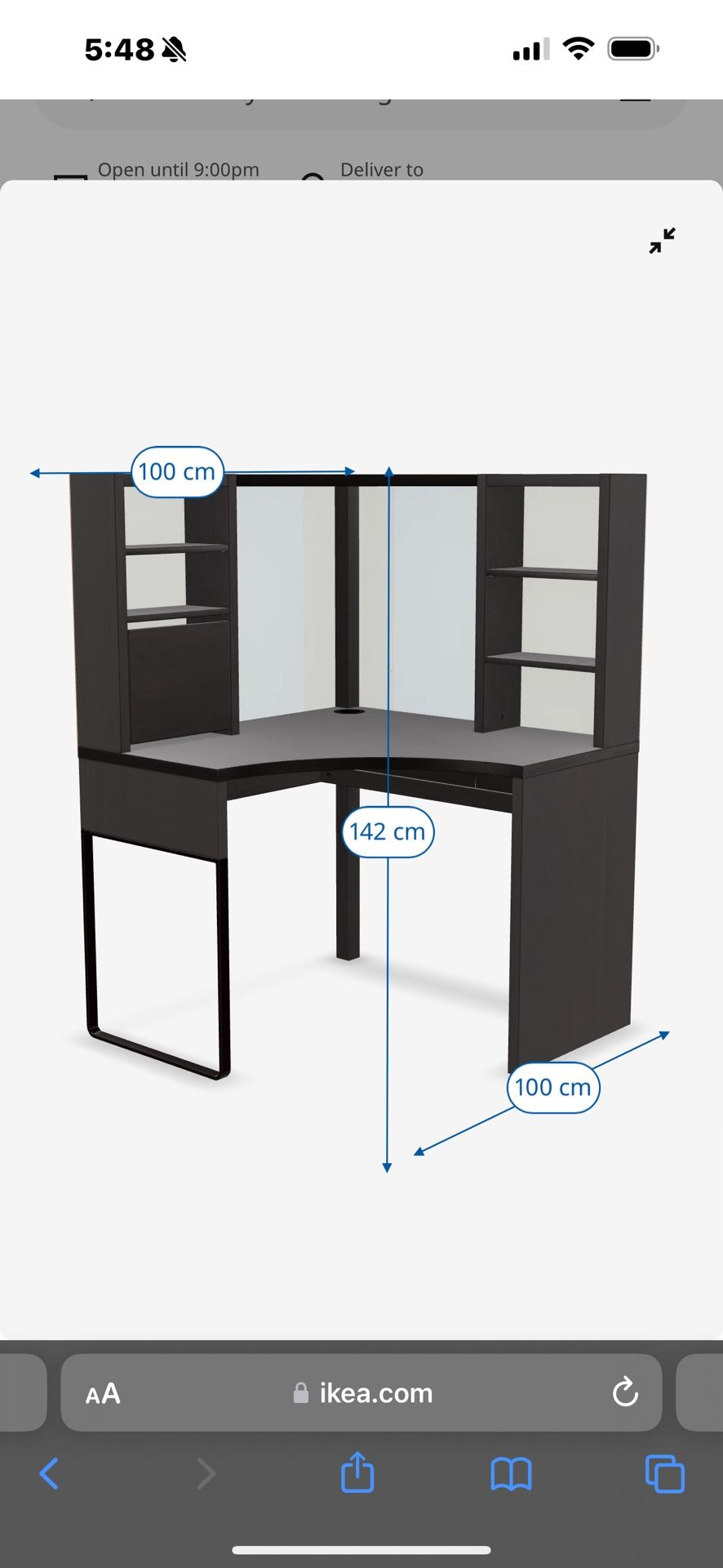 IKEA MICKE Corner workstation, black-brown,