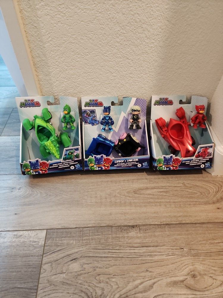 PJ MASKS VEHICLES AND FIGURINES- 3 SETS FOR $25, BRAND NEW
