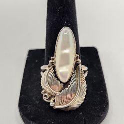 925 VO Sterling Silver VTG MOTHER OF PEARL RING Size 9 