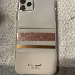 iPhone Case Kate Spade 11 Pro Max  Clear With White Pink And Gold