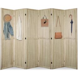 6 Panel Room Divider, 5.6Ft Pegboard Display Wooden Room Divider Folding Privacy Screen Room Divider Freestanding Peg Board Display for Trade Show Cra