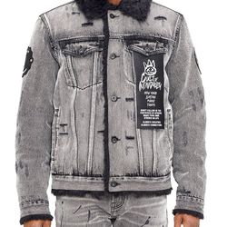 Men's Cult Of Individuality x Naughty by Nature Naughty Type 3 Faux Fur Lined Denim Jacket