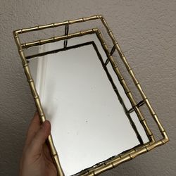 Gold Glass Bamboo Vanity Makeup Tray 