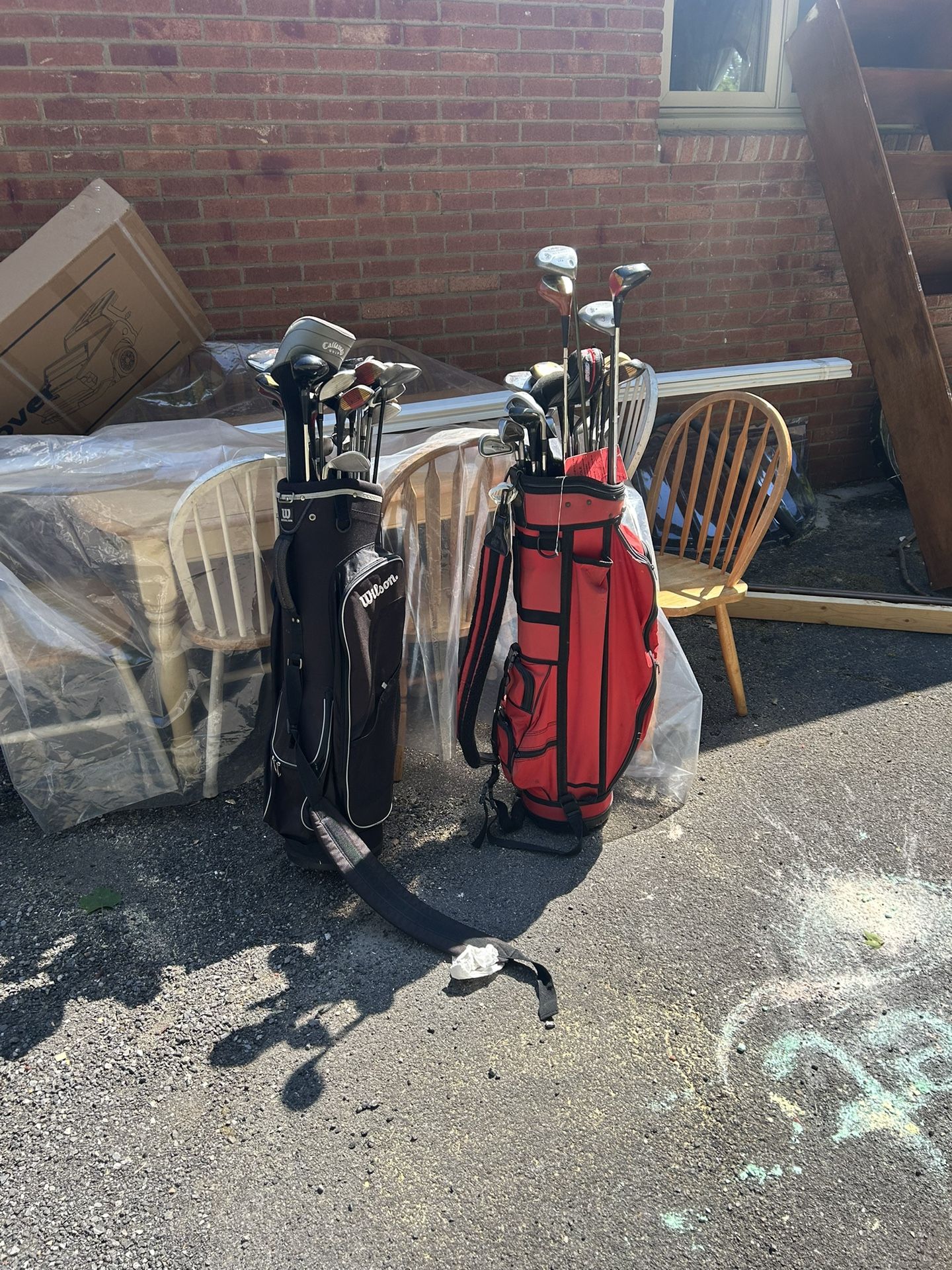34 Assorted Golf Clubs With Carry Bags Tees And Ball