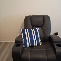 2 Piece Leather Reclining Sofa and Chair Brand New Has Power Station and Lights to charge Electronics 