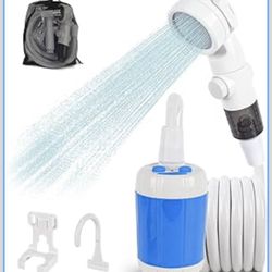 Portable Camping Shower, Outdoor Shower Kit, Hose, Spray Gun & Folding Bucket, Rechargeable Battery Powered Portable Shower for Camping, Hiking, Beach