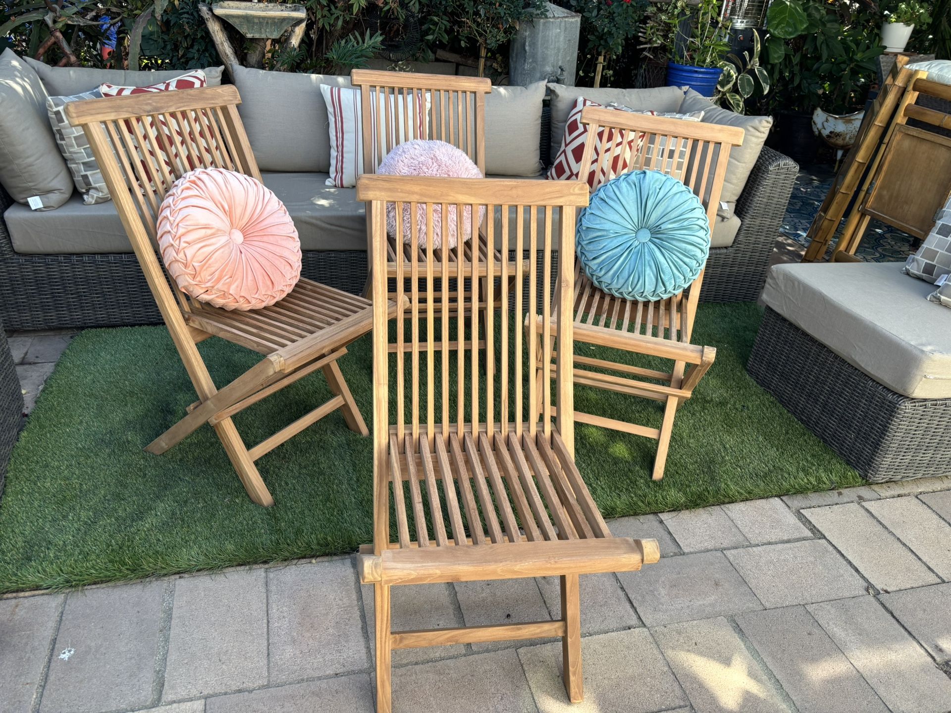 Patio Furniture Set 4 Teak Chairs New
