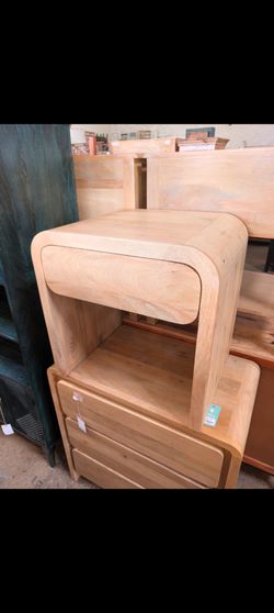 Arc waterfall nightstand in natural mango wood
