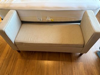 Upholstered Storage Bench with Arms