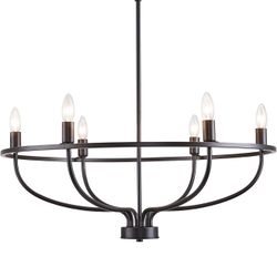 6 Lights Black Chandelier Large 
