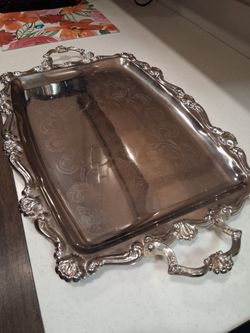 Vintage Webster Wilcox Rose Pattern Silver Plated Tray