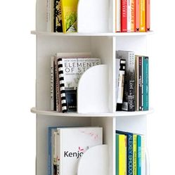  4 Tier Rotating Bookshelf 360 Degrees, Stackable Shelves Bookshelf Organizer, Storage Display Rack Floor Standing Shelves