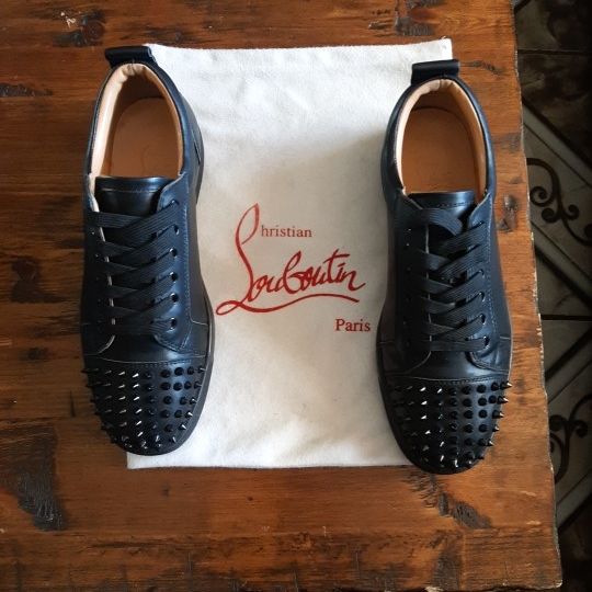 CHRISTIAN LOUBOUTIN LOUIS JUNIOR SPIKES FLAT RED BOTTOM BLACK SUEDE NEW  SNEAKERS SHOES SIZE 10 44 A for Sale in Miami, FL - OfferUp